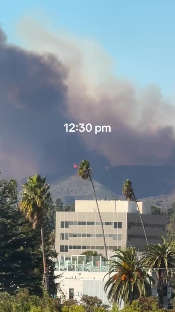 来势汹汹！预计比赛要停好久了！同一地点拍摄加州大火一天的变化